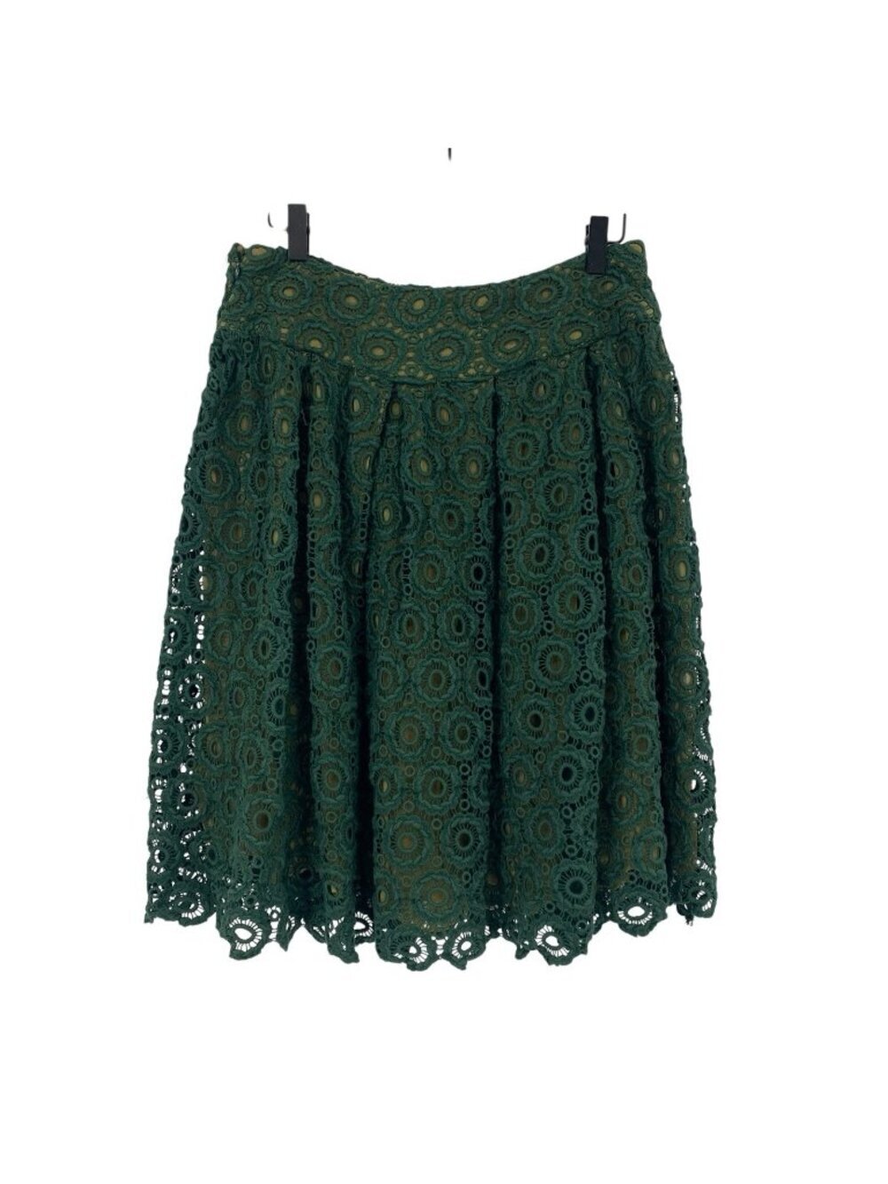 Moulinette Soeurs Anthropologie Skirt Size 6 Tuberose Crochet Lace Lined Green